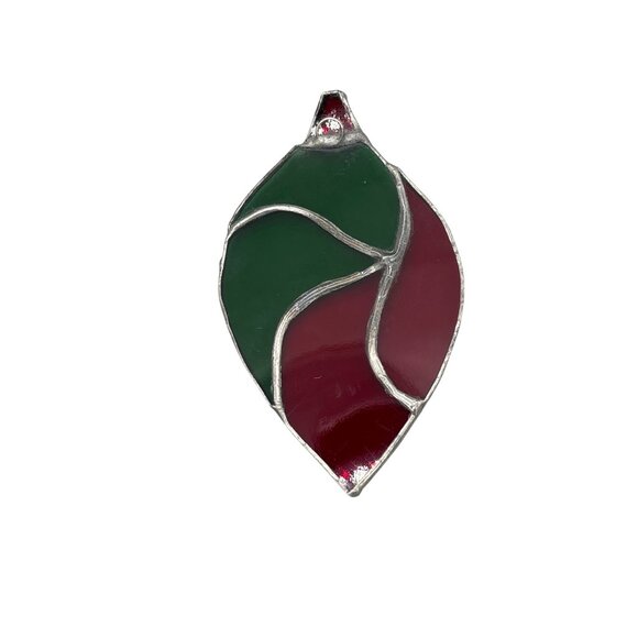 Stained Glass Suncatcher Ornament Design in Red & Green‎ 4.75" - Picture 2 of 3
